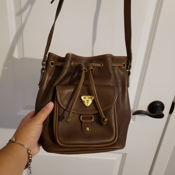 GUESS Brown Brass Bucket Bag - Vintage - Picture 2 of 5